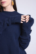 Sfez Unisex Fingerless Gloves - Navy Blue - Unisex