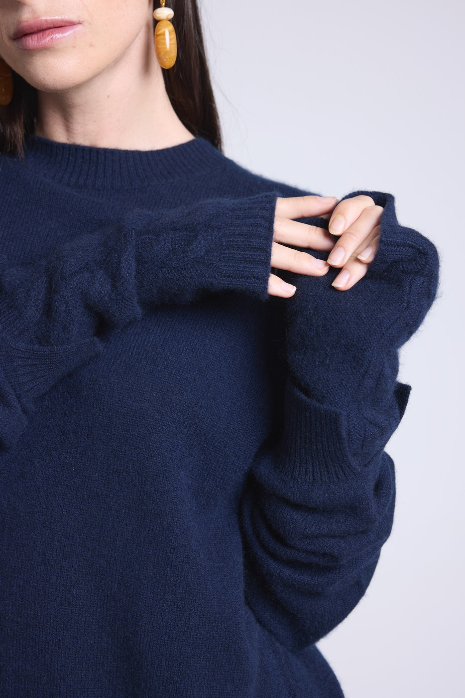 Sfez Unisex Fingerless Gloves - Navy Blue - Unisex