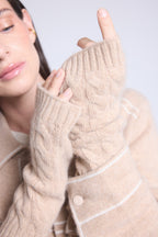 Sfez Unisex Fingerless Gloves - Creamy Beige - Unisex