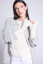 Sfez Unisex Fingerless Mittens - White - Unisex