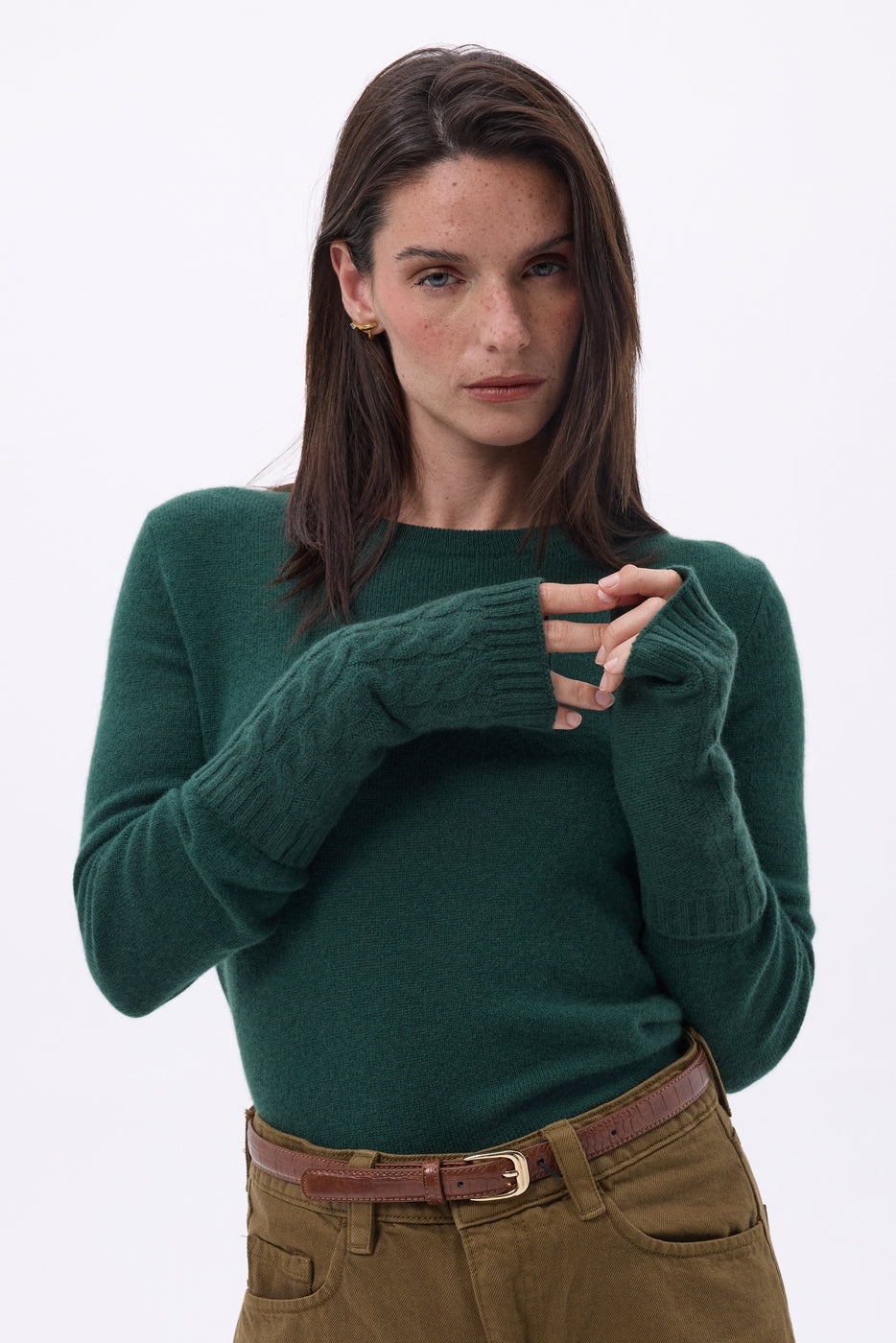 Sfez Fingerless Gloves - Bottle Green - Unisex