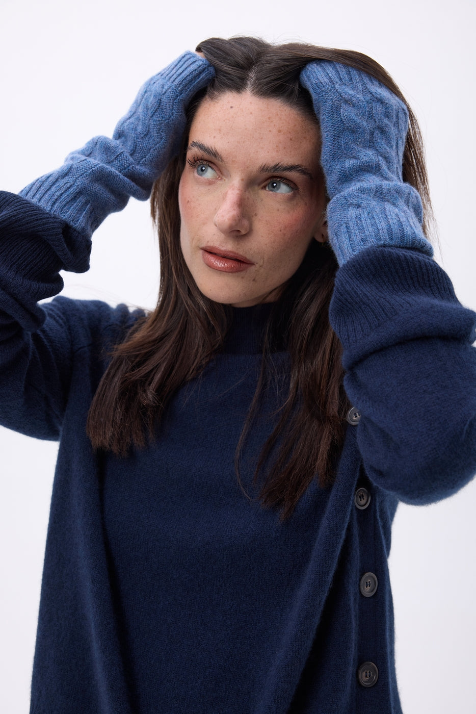 Sfez Fingerless Gloves - Denim Blue - Unisex
