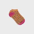 Socquettes Pailletées En Coton Peigné Léopard - Orange