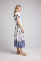 Vestido Largo - Blanco y Marino