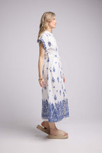 Vestido Largo - Blanco y Marino