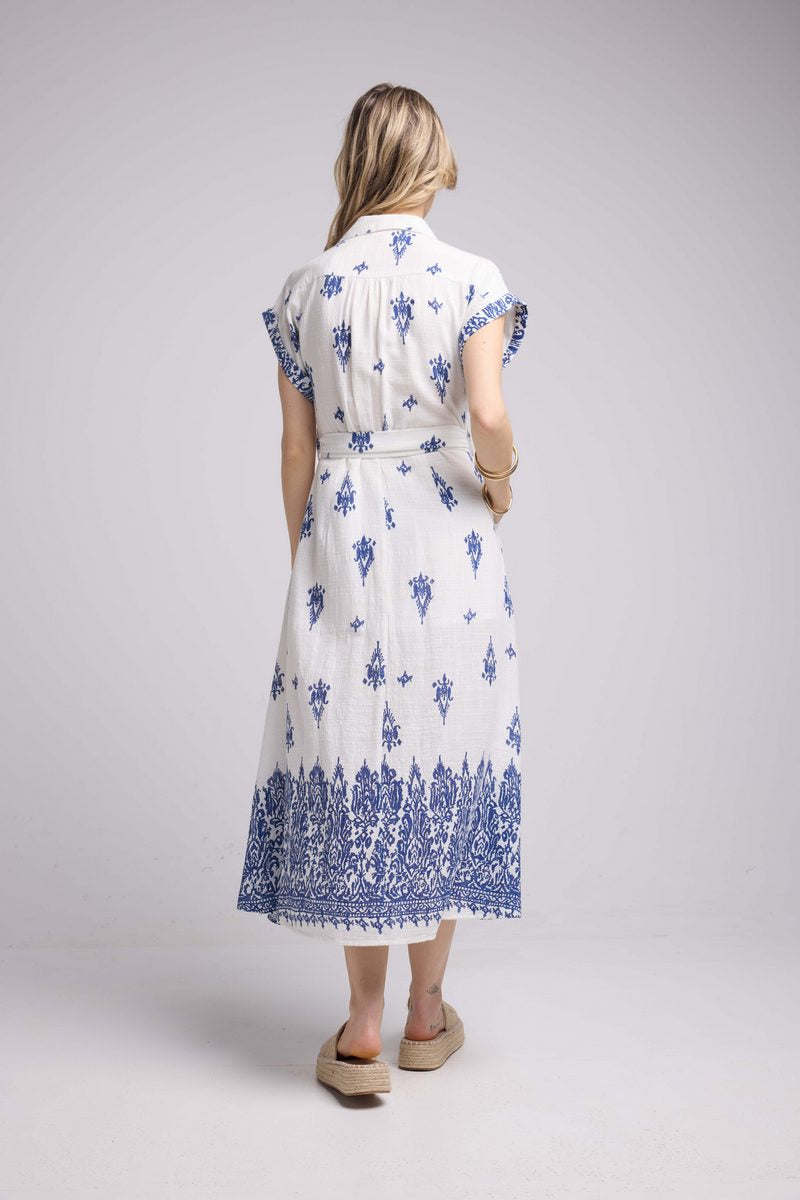 Vestido Largo - Blanco y Marino