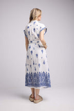 Vestido Largo - Blanco y Marino