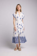 Vestido Largo - Blanco y Marino