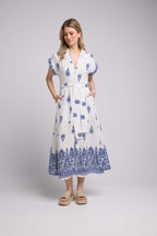 Vestido Largo - Blanco y Marino