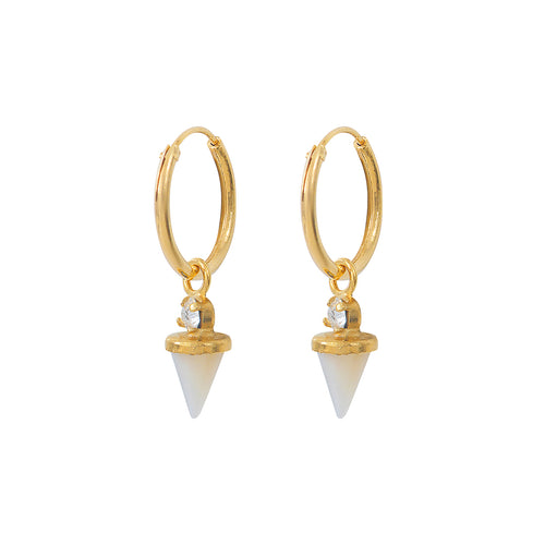 Mini Creoles Sharp Nacre Blanche/Crystal