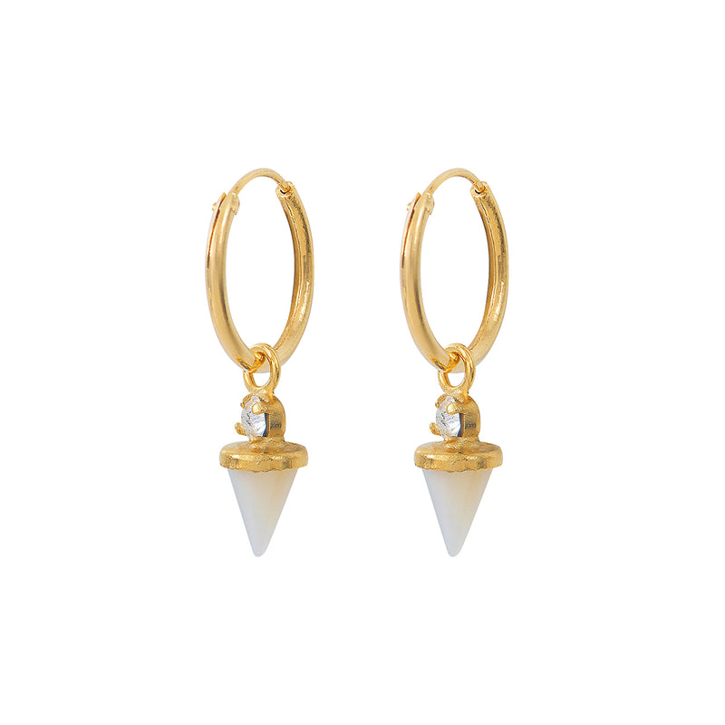 Mini Creoles Sharp Nacre Blanche/Crystal