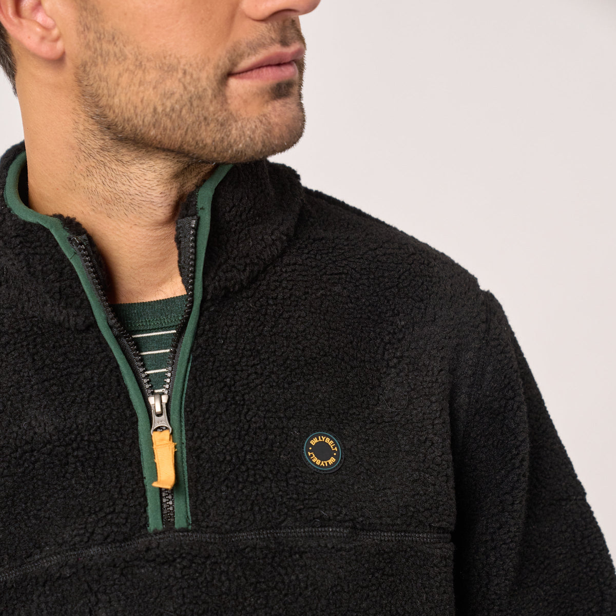 Pull En Sherpa Col Zippé - Ebène