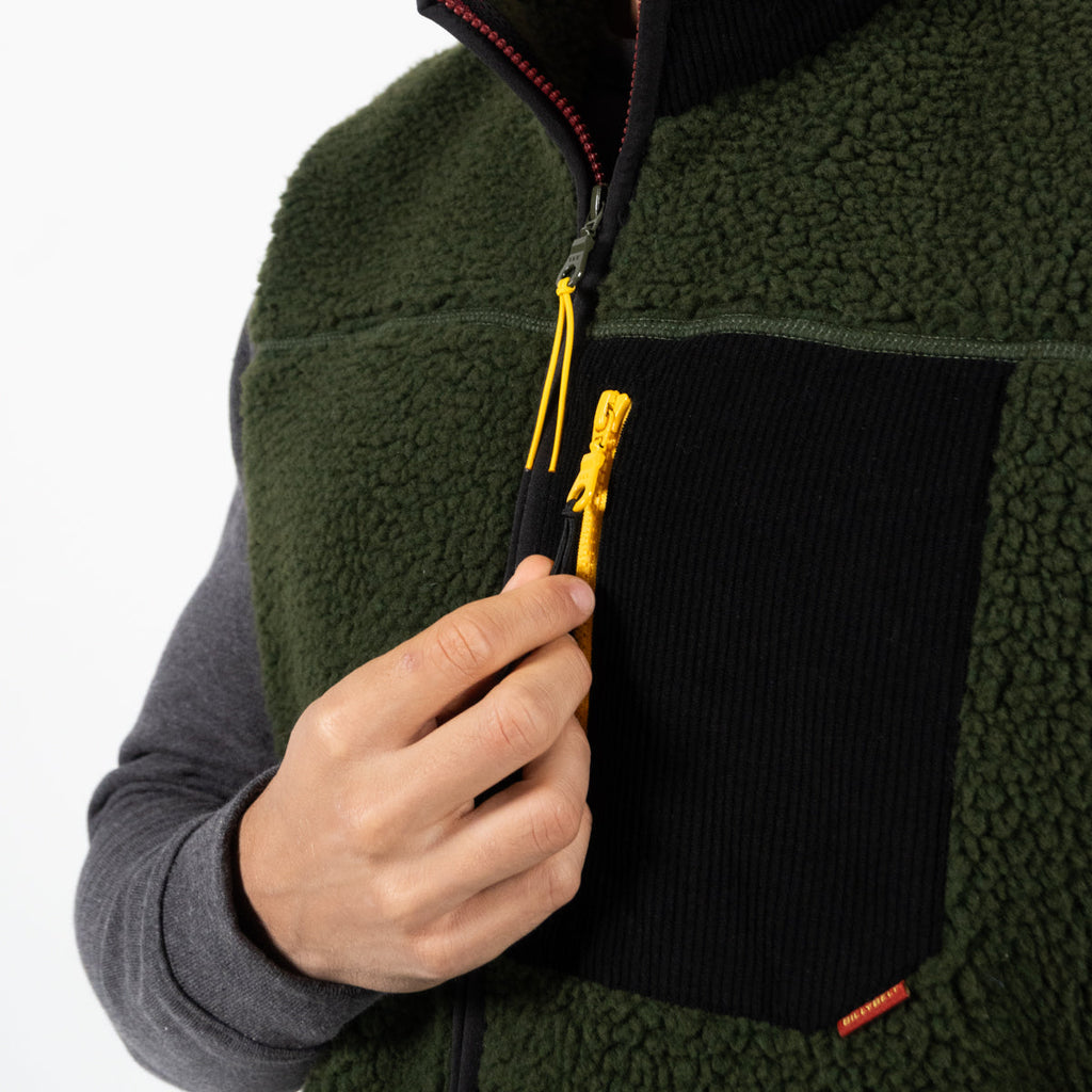 Veste Sherpa Mixte Zippée Sans Manches Kaki