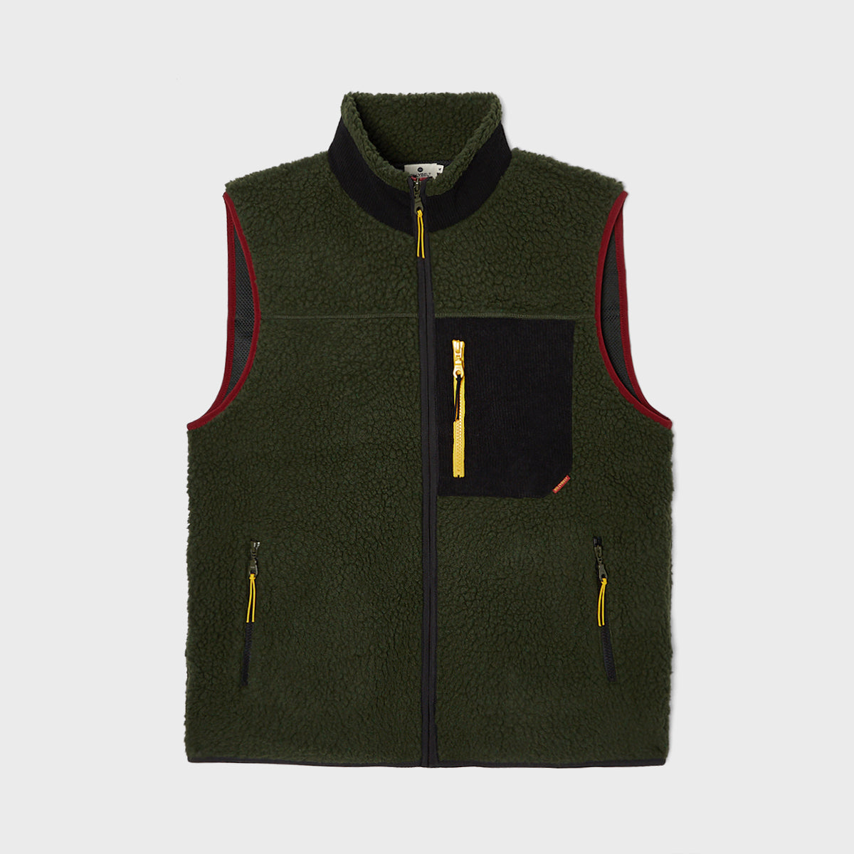 Veste Sherpa Mixte Zippée Sans Manches Kaki