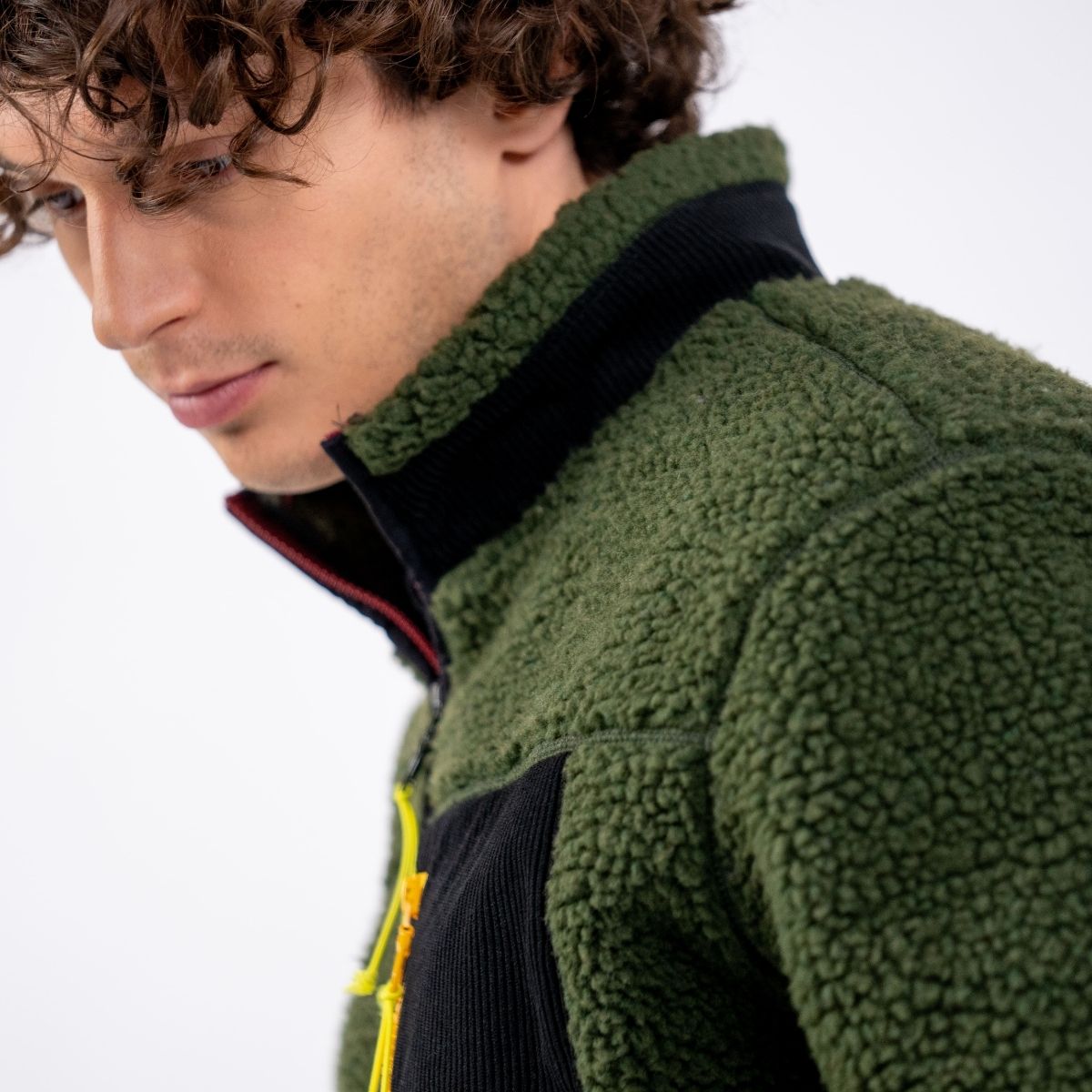 Chaqueta de sherpa unisex con cremallera - Caqui