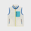 Chaqueta Sherpa mixta sin mangas con cremallera - Marfil y azul