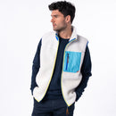Chaqueta Sherpa mixta sin mangas con cremallera - Marfil y azul