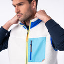 Chaqueta Sherpa mixta sin mangas con cremallera - Marfil y azul