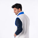 Chaqueta Sherpa mixta sin mangas con cremallera - Marfil y azul