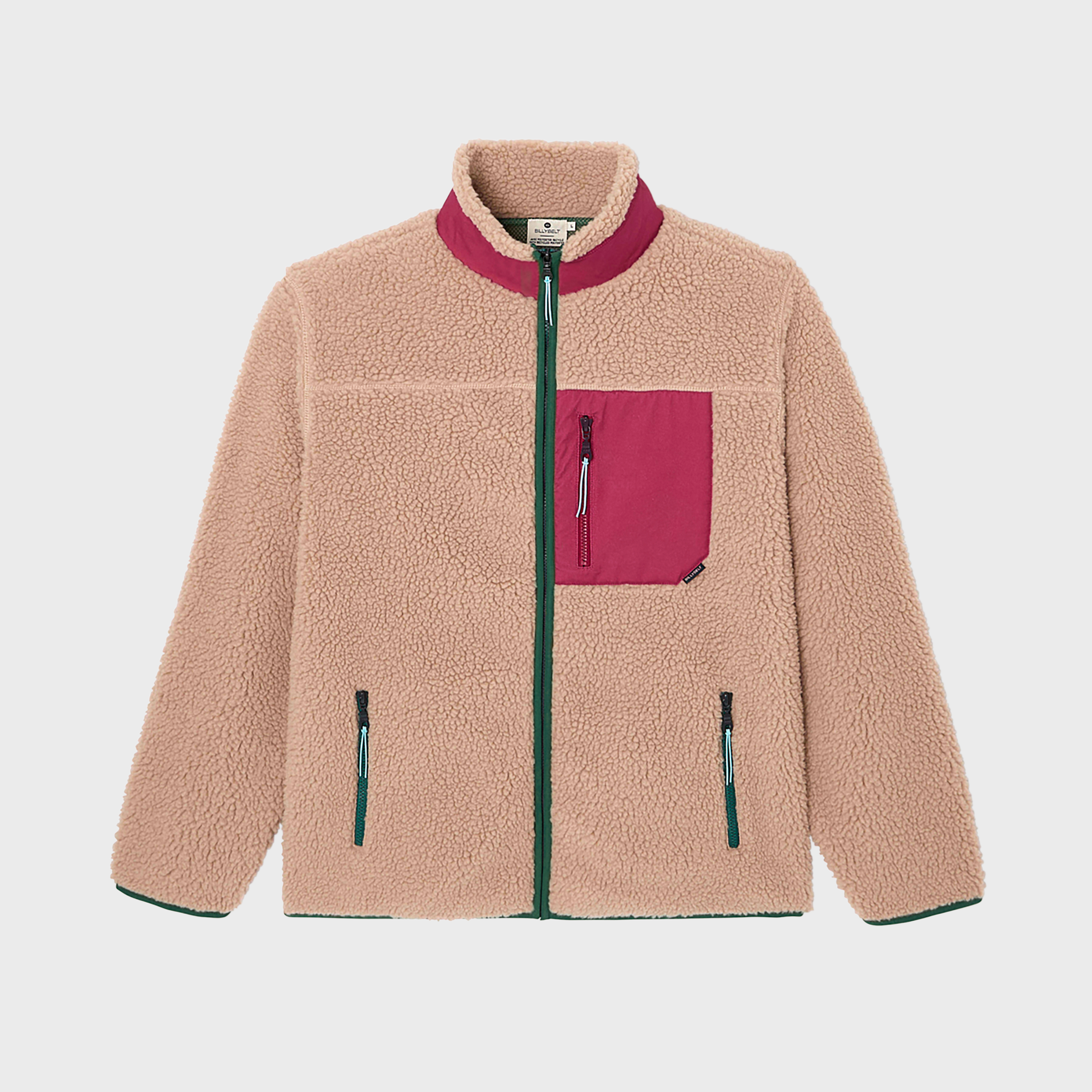 Veste Sherpa Mixte Zippée - Naturel Et Bordeaux
