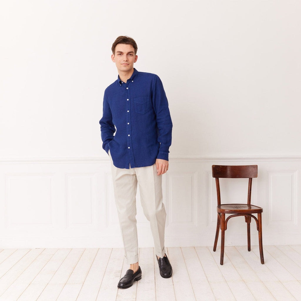 Chemise En Lin Bleue