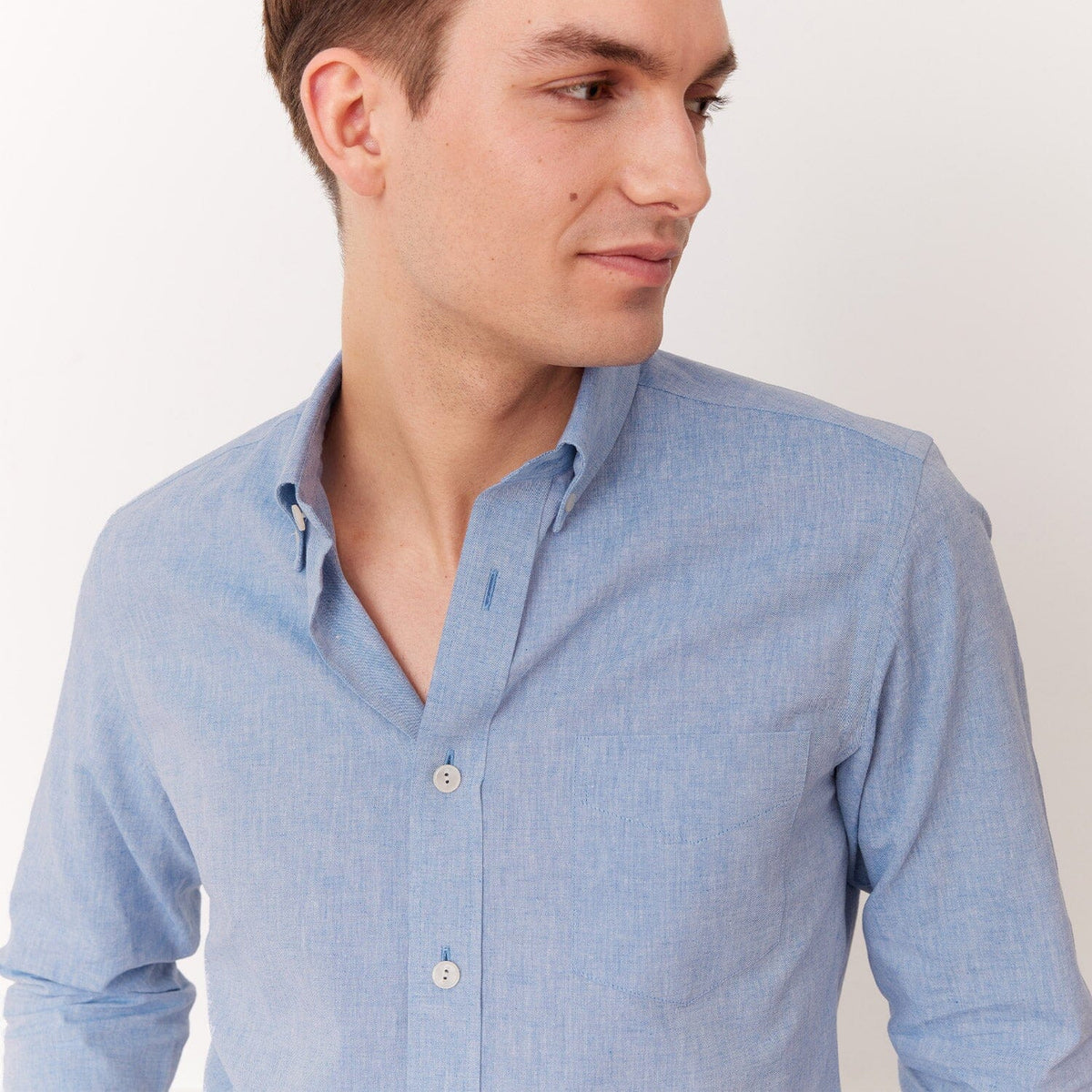 Blue Cotton and Linen Shirt