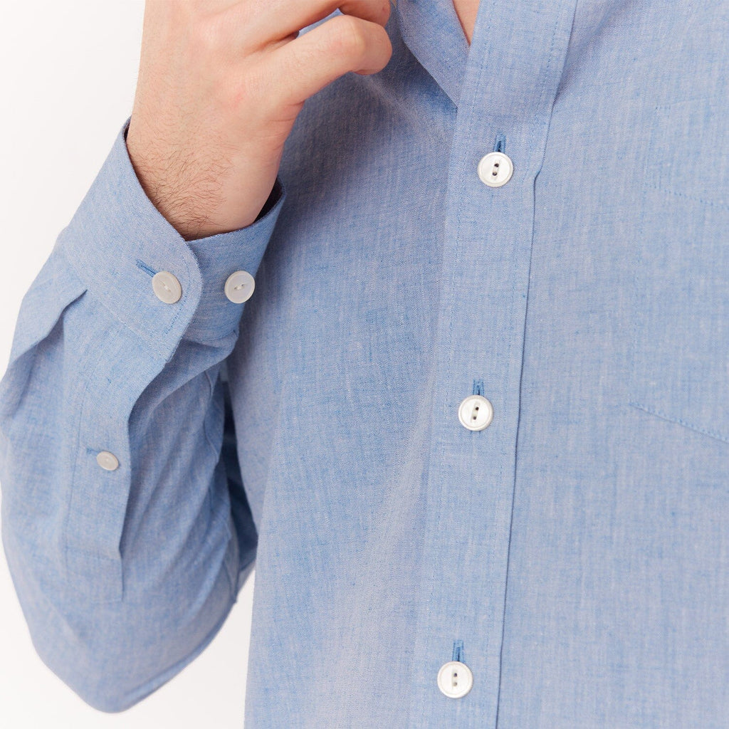 Blue Cotton and Linen Shirt
