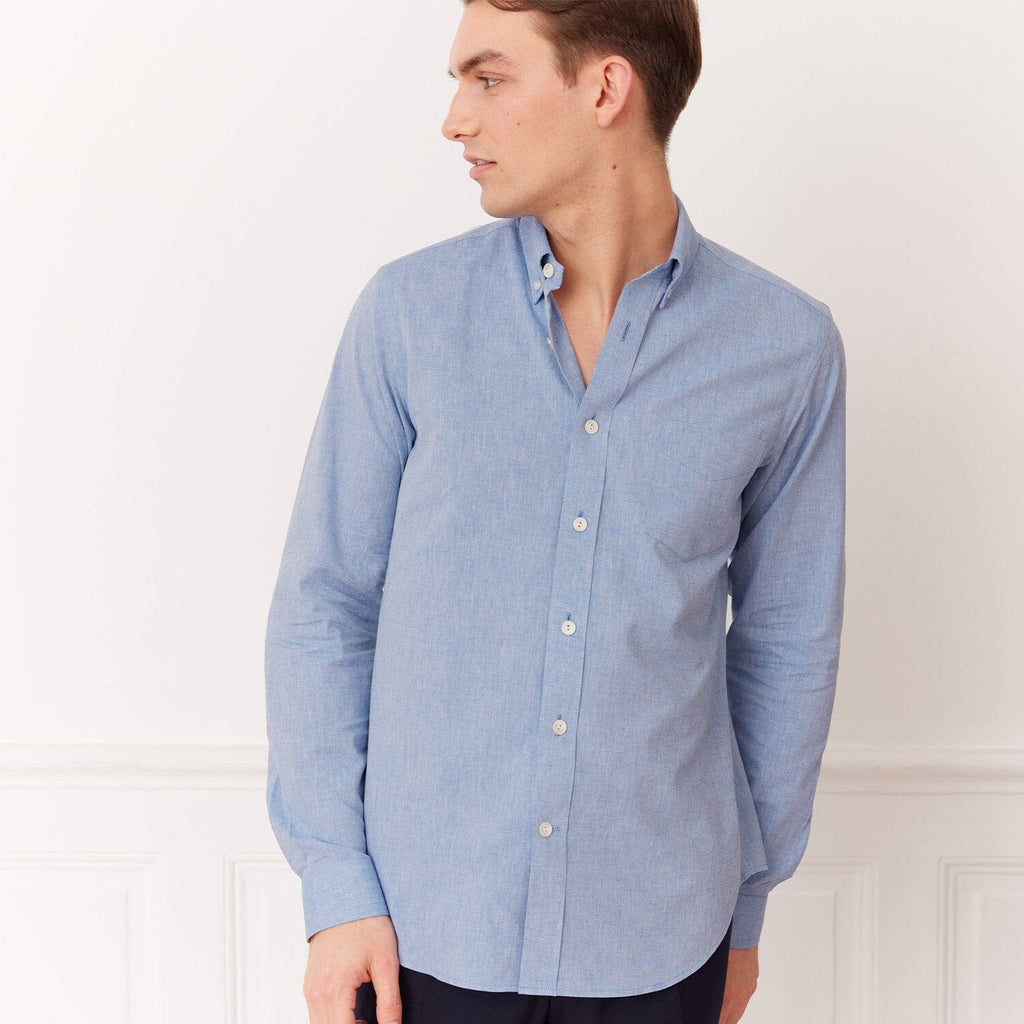 Blue Cotton and Linen Shirt