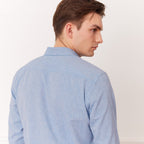 Blue Cotton and Linen Shirt