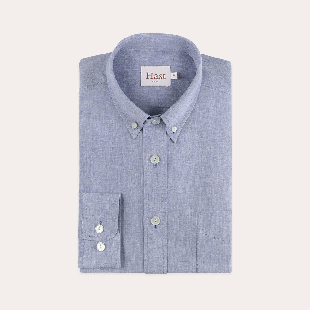 Blue Cotton and Linen Shirt
