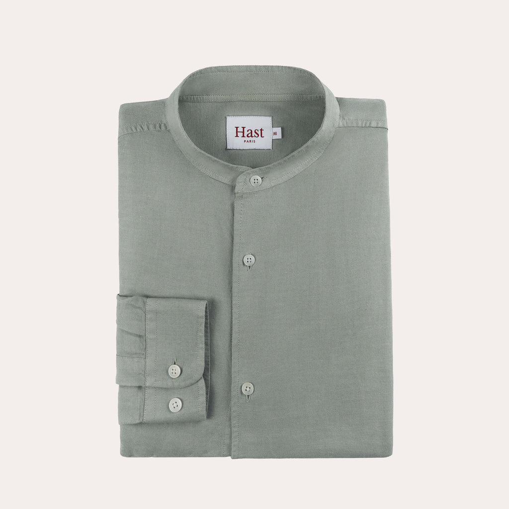 Chemise En Coton Et Lin Vert Sauge