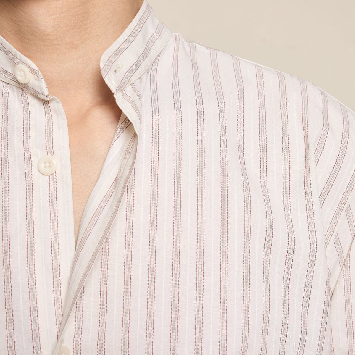 Chemise En Coton Giza Écrue À Rayures