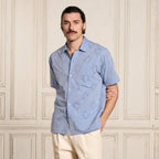 Chemise à manches courtes bleue