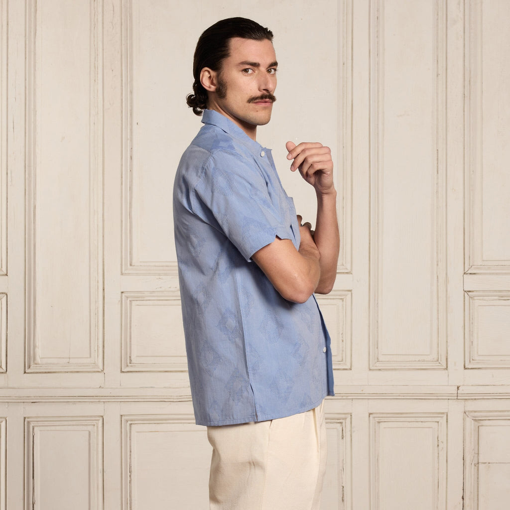 Chemise à manches courtes bleue