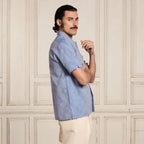 Chemise à manches courtes bleue