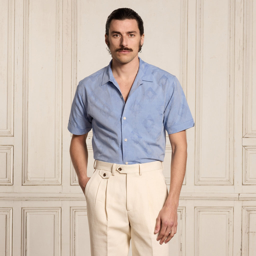 Chemise à manches courtes bleue