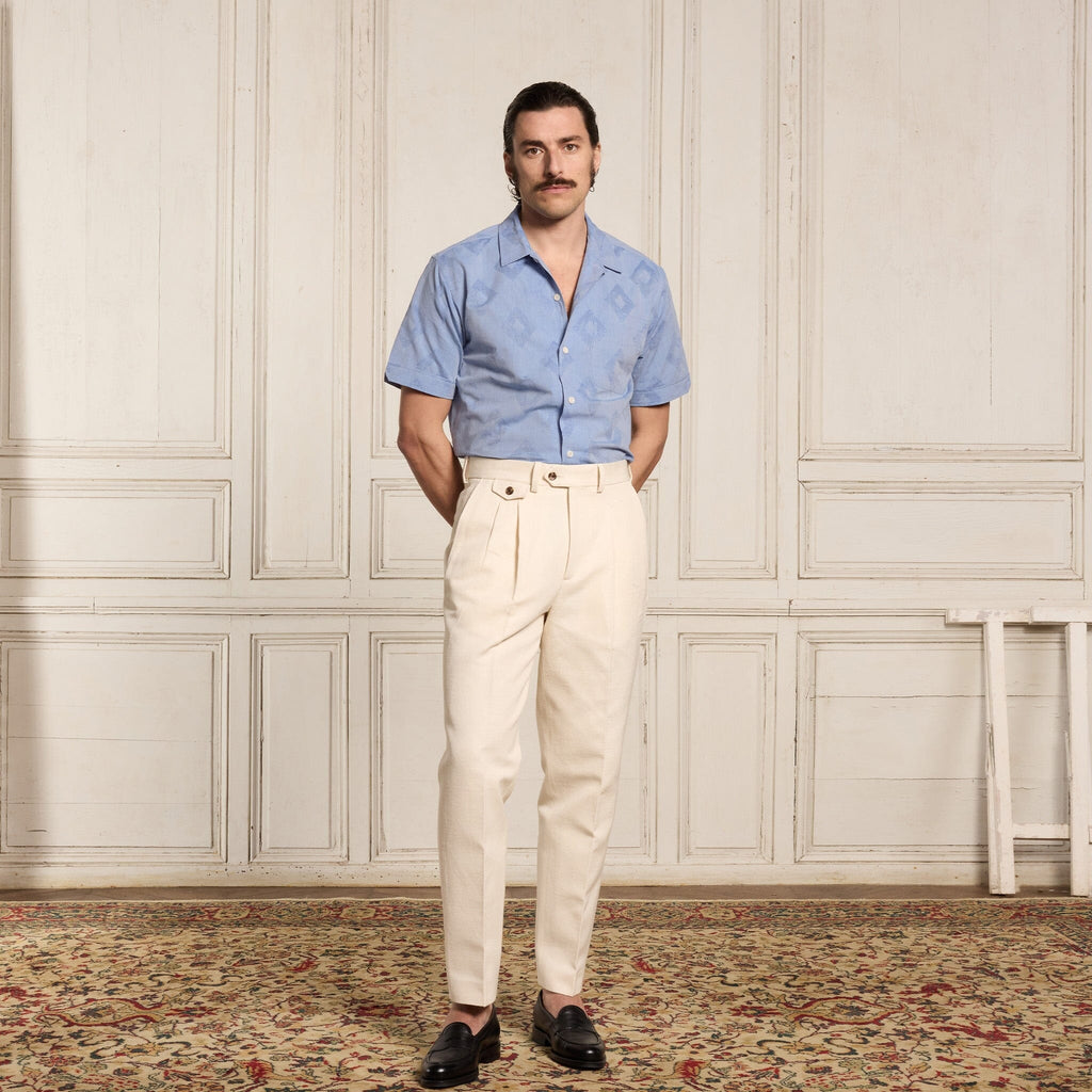 Chemise à manches courtes bleue