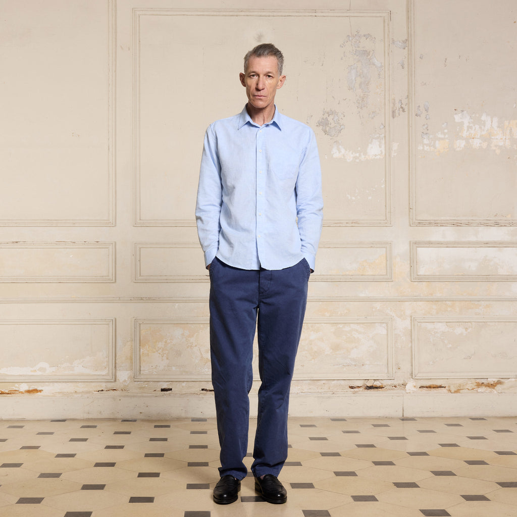 Chemise En Coton Et Lin Bleu Ciel