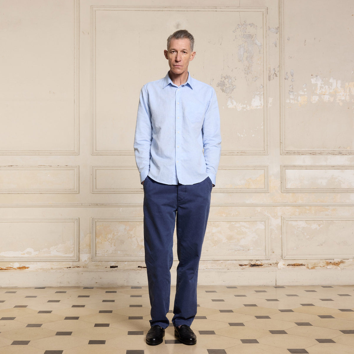 Chemise En Coton Et Lin Bleu Ciel
