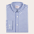 Chemise En Coton Et Lin À Rayures Bleues Et Blanches