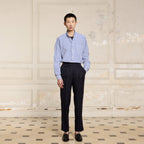 Chemise En Coton Et Lin À Rayures Bleues Et Blanches