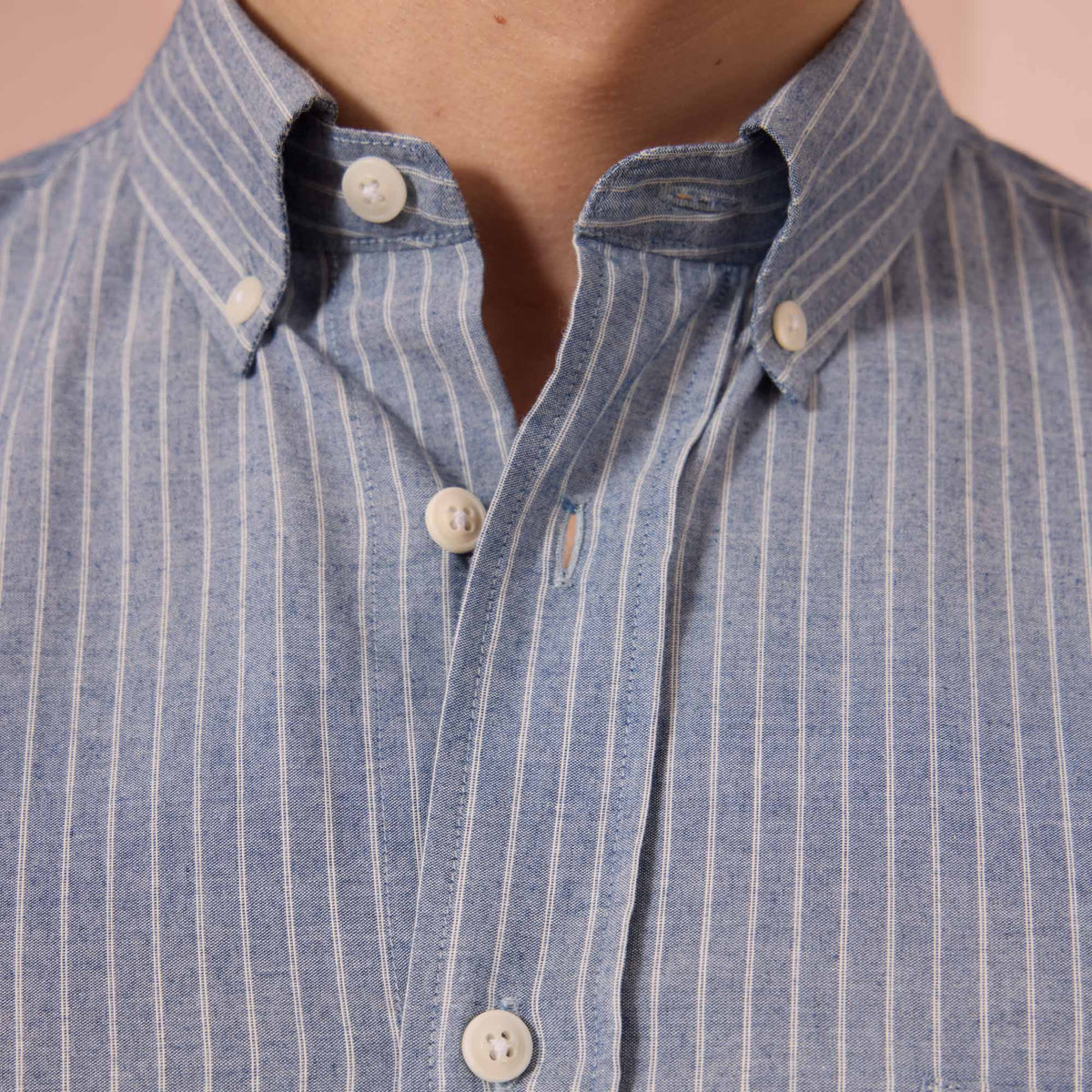 Chemise En Coton Bleue À Rayures