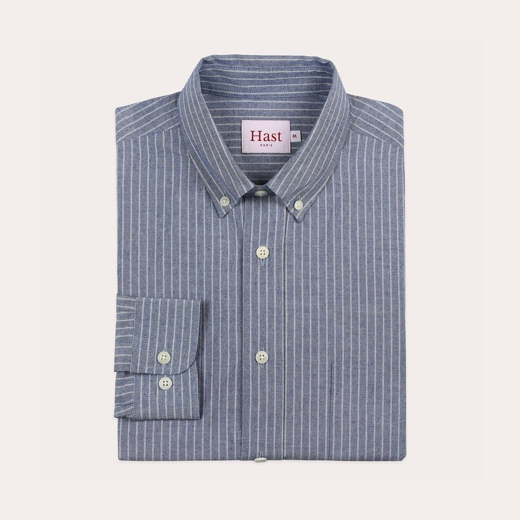 Chemise En Coton Bleue À Rayures