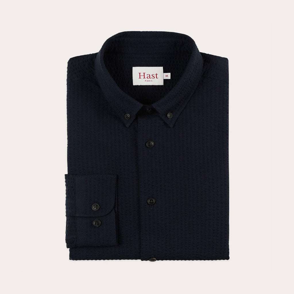 Chemise En Seersucker Marine