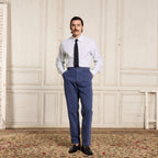 Chemise En Coton Et Lin À Rayures Bleues