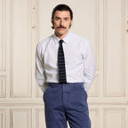 Chemise En Coton Et Lin À Rayures Bleues