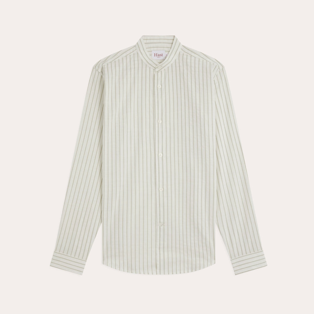 Chemise En Seersucker Écrue À Rayures Vertes
