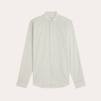 Chemise En Seersucker Écrue À Rayures Vertes