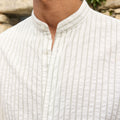 Chemise En Seersucker Écrue À Rayures Vertes