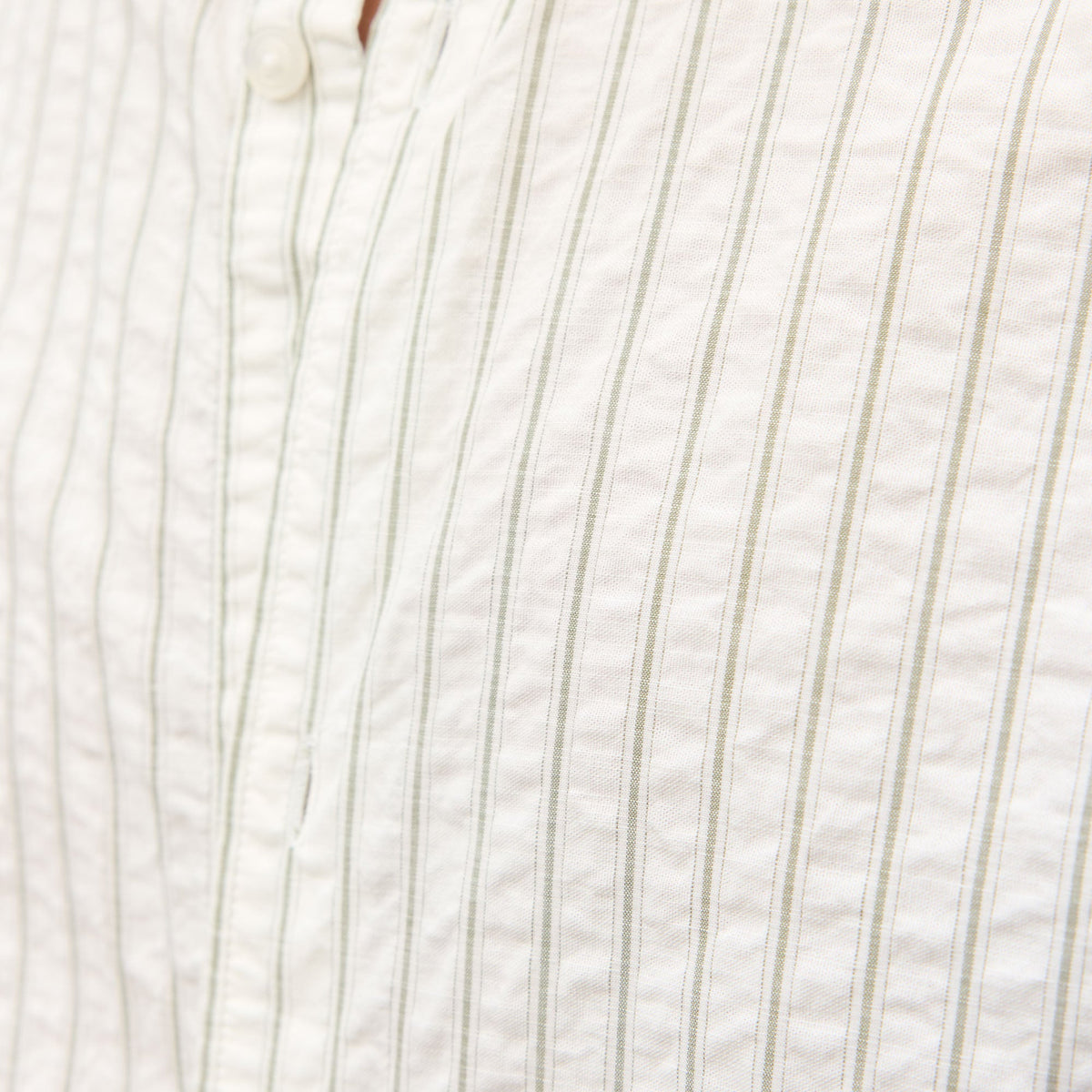 Chemise En Seersucker Écrue À Rayures Vertes